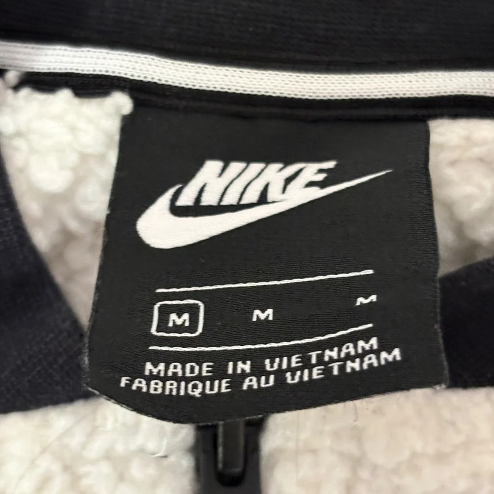 Nike Sportswear Sherpa Fleece Bomber Jacket Black White 939388-010 Womens Medium
